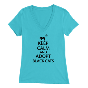KEEP CALM AND ADOPT BLACK CATS LIGHT BLUE FOR WOMEN