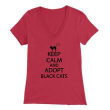 Load image into Gallery viewer, KEEP CALM AND ADOPT BLACK CATS RED FOR WOMEN