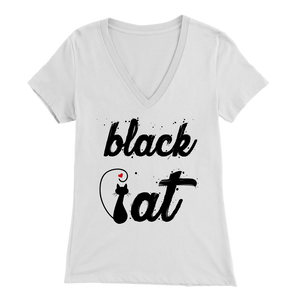 BLACK CAT DESIGN WHITE FOR WOMEN