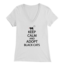 Load image into Gallery viewer, KEEP CALM AND ADOPT BLACK CATS WHITE FOR WOMEN