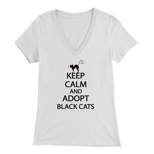 KEEP CALM AND ADOPT BLACK CATS WHITE FOR WOMEN