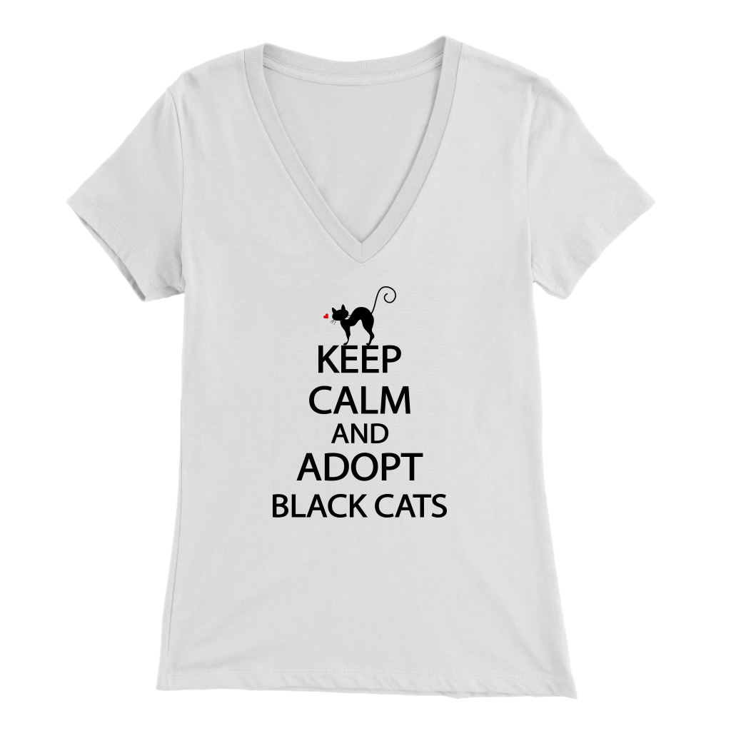 KEEP CALM AND ADOPT BLACK CATS WHITE FOR WOMEN